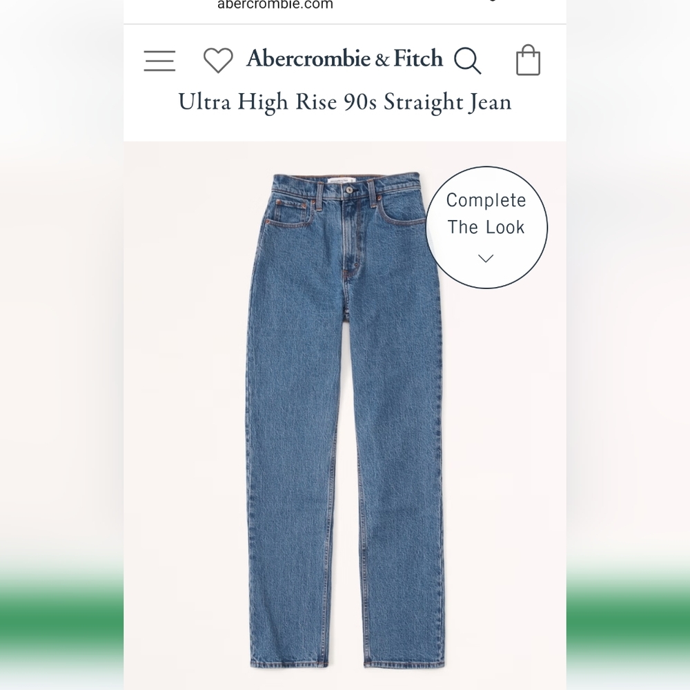 Brand New Abercrombie and Fitch High Rise 90's Straight Jean, 28 Short